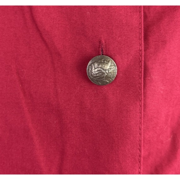 Bechamel Blouse M Red Native American Embroidery Metal‎ Indian Head Buttons VTG - Picture 3 of 13
